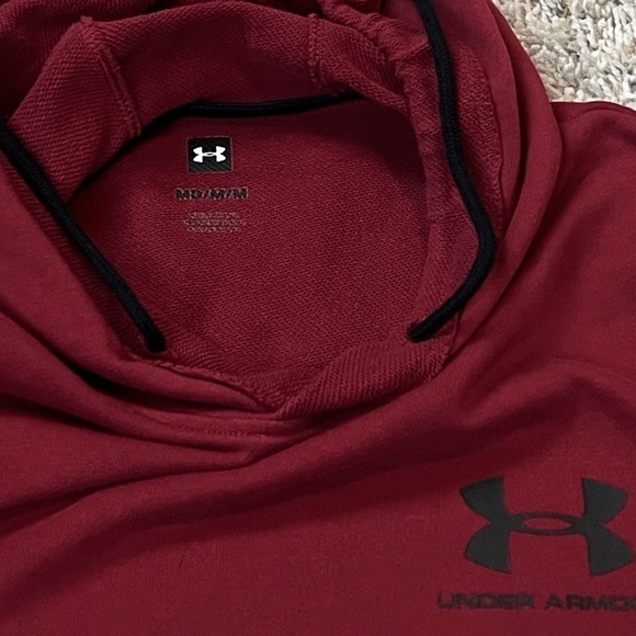 Under Armour Men’s Short Sleeve Hooded T Shirt Pullover Solid Red Medium Cotton - Picture 5 of 7